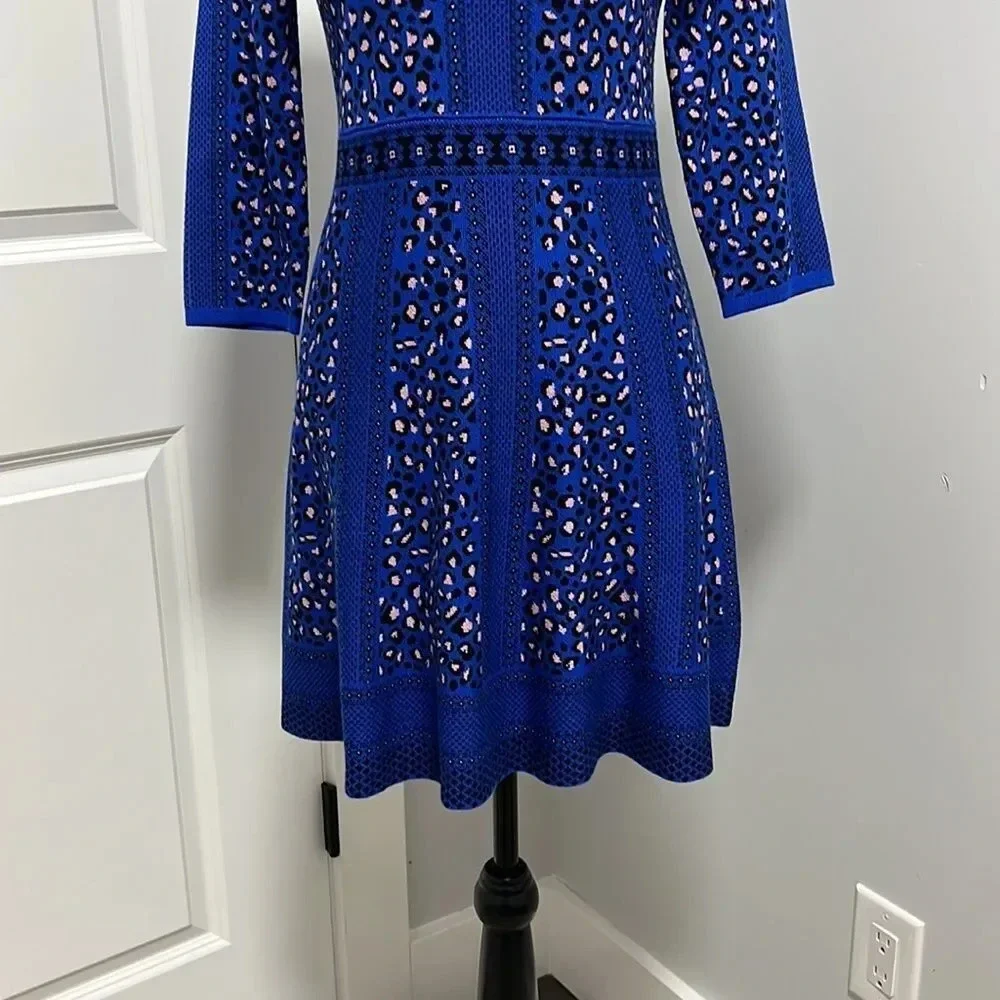 Gianni Bini Girls || Knit Sweater Blue Leopard Print Dress kids Girls size XL